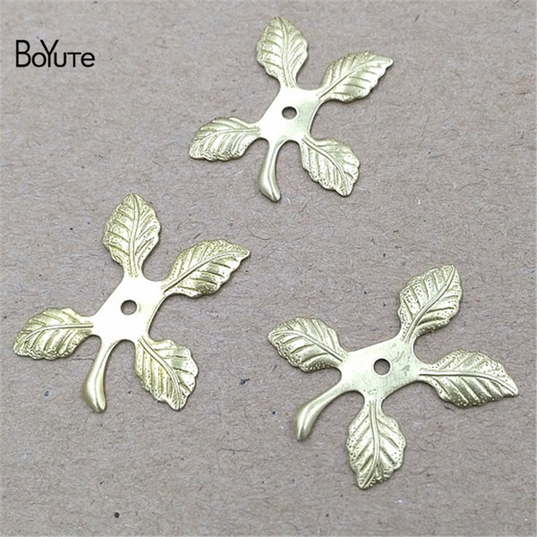 BoYuTe Diy Jewelry Materials 100Pcs 21*18MM HOT Sale Filigree Pure Brass Leaf Charm Fashion Jewelry & Accessories