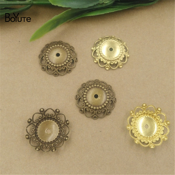 BoYuTe 100 Pcs 24MM Hot sale Flower Charms Wholesale Fashion Filigree Brass Material Vintage Style DIY Jewelry Accessories