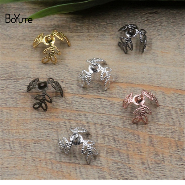 BoYuTe 100 Pcs 6*10MM Hot sale Flower Bead Caps Wholesale Filigree Brass Material DIY Jewelry Vintage Pendant Charms