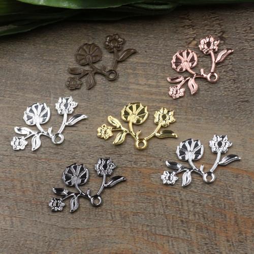 BOYUTE 100Pcs 8*29MM 7 Colors European Flower Charms Vintage Brass Material DIY Jewelry Pendant Charms Wholesale