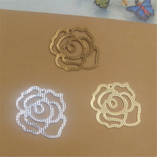 BOYUTE 100Pcs 3 Colors 22MM Hot sale Rose Pendant Wholesale newest Brass Material Fashion DIY Charms Pendant