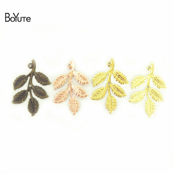 BoYuTe 50Pcs 32*50MM 7 Colors European Leaf Charms Wholesale DIY Jewelry accessory parts Vintage Branch Leaf Pendant Charms