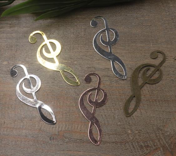 BOYUTE 50 Pcs 7 Colors 19x53MM Hot sale European Charms Wholesale Brass Material DIY Jewelry Music Pendant Charms