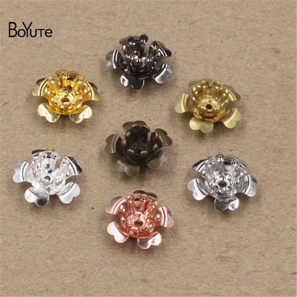 BoYuTe 100 Pieces 7 Colors 10*5MM Filigree Flower Charms Wholesale Brass Material Vintage the hottest latest DIY Jewelry Charms