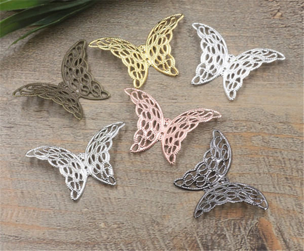 BOYUTE Wholesale Butterfly Charms 50 Pcs 27mm*40mm 7 Colors DIY Handmade Jewelry Material Hollow Out Pendant Charms