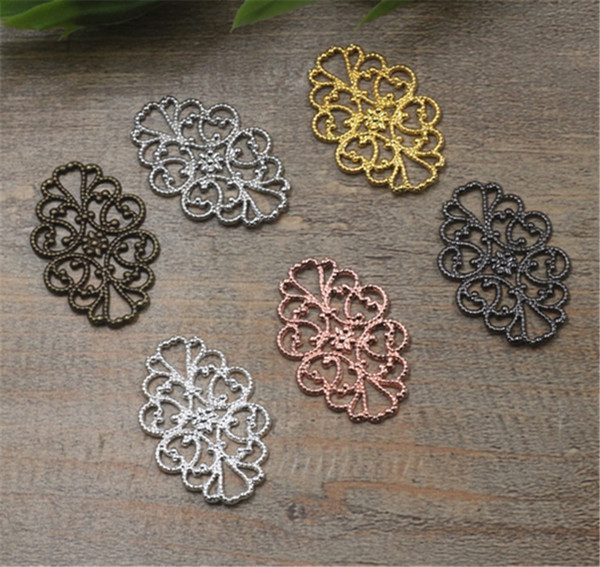 BoYuTe 100 Pcs 22*32mm European Charms Flower Filigree Vintage Handmade Brass Material DIY Charms for Jewelry Making