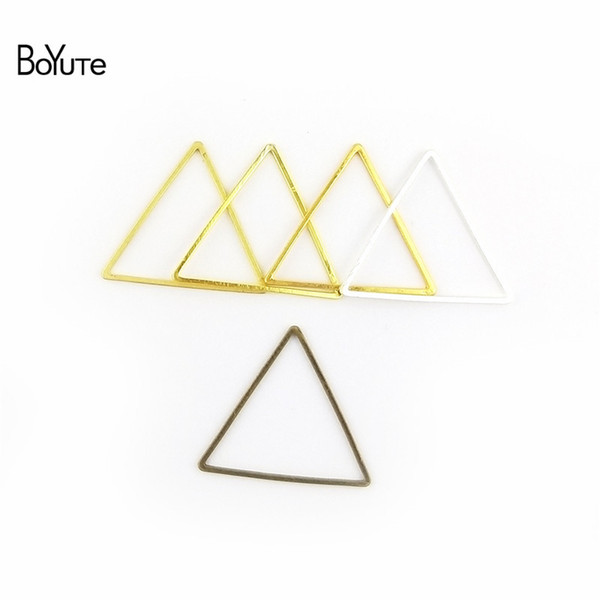 BoYuTe 100Pcs 15MM 17MM 20MM 24MM 29MM Metal Brass Geometric Triangle Connector Charms 4 Colors DIY Jewelry Findings Components