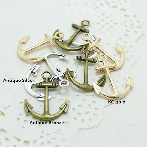 Sweet Bell 24*32mm Three color Vintage Metal Alloy Nautical Anchor Charms Jewelry Anchor Pendants D0384