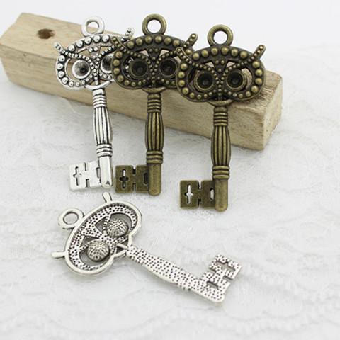 Sweet Bell 29*60mm two color Metal Alloy Lovely Large owl Key Charms Vintage Jewelry Keys Charms D0746