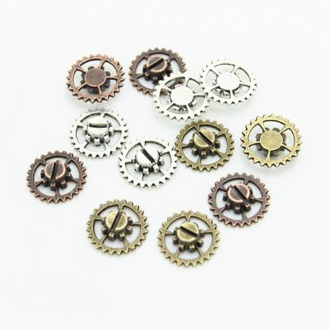 Sweet Bell Free shipping 15mm Three color Metal Alloy Mini Gear Jewelry Charm Jewelry Findings D0852