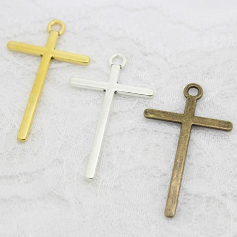 Sweet Bell Free shipping 28*46mm three Coloe Metal Alloy Religious Cross Charms Jewelry Pendant D0718