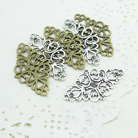 Sweet Bell (Min Order 30 pieces) Hollow Filigree Flower Charm Jewelry Connectors 25*41mm Vintage Filigree Jewelry Charms D0871