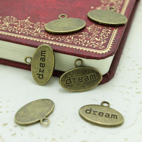 Sweet Bell Fashion Jewelry Findings,metal tags for jewelry,Alloy Antique Bronze 19*14MM dream plate letter charms A2954