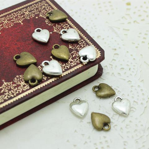 Sweet Bell 11*14mm two color Lovely Mini Hearts Charm Pendant Jewelry Findings Metal Materials D0241