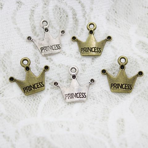 DIY Alloy Jewelry Accessories two color charms Princess pendant mini Crown charms pendant for jewelry making D0687