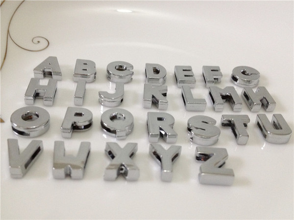 Wholesale 52PCS/Lot 8MM Glossy Slide letters A-Z Alphabet DIY Slide Charms Fit 8MM Wristbands Bracelets Belts Collars SL08