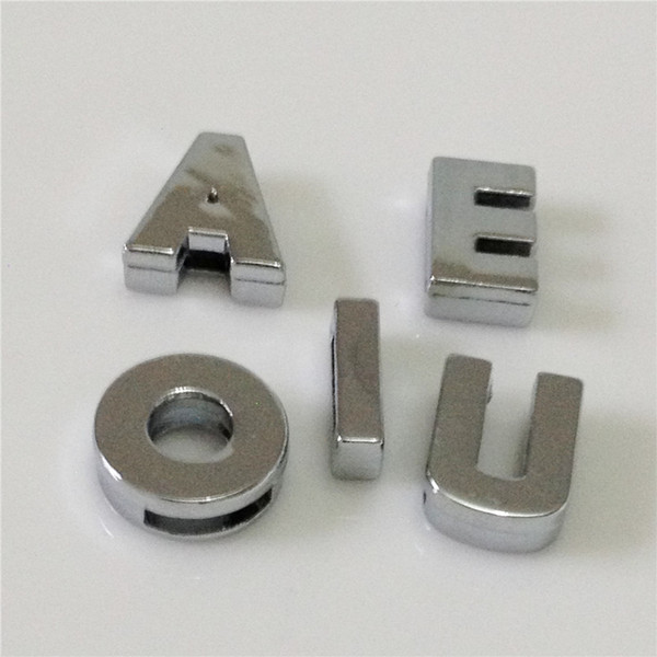 Wholesale 50PCS/Lot 8MM Glossy DIY Slide letters Vowel 