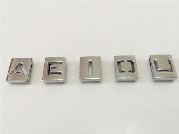 Wholesale 50PCS/Lot 8MM DIY Hollow Square Slide letters Vowel 