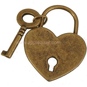 keys lock necklaces pendants charms diy bracelets heart flat smooth antique bronze metal for lovers clothes bags 38mm jewelry findings 50pcs