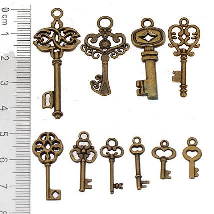 charms mixed antique bronze keys heart love open metal vintage diy fashion jewelry accessories for jewelry bracelets necklaces making 40pcs