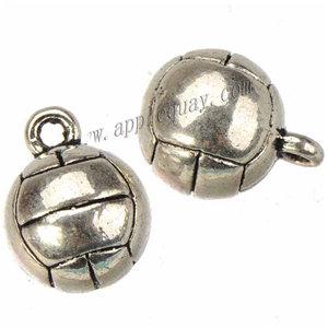 diy bracelet necklaces ball charms pendants circle 3d volleyball sports retro silver metal handmade fashion jewelry findings 14*11mm 100pcs