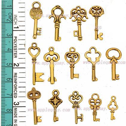 vintage gold charms mix set keys heart daisy metal small new diy fashion jewelry accessories for crafts bracelets necklaces dangles 300pcs