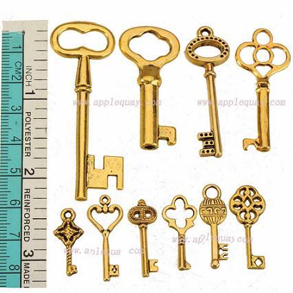 diy anti gold charms jewelry findings bracelets for woman man necklaces pendants mixed keys large small heart metal fashion 200pcs