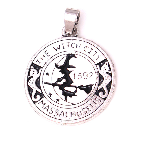 New Styles WITCH Pendant Magick amulet Salem Witch 1692 Moon Cat Broom pendant