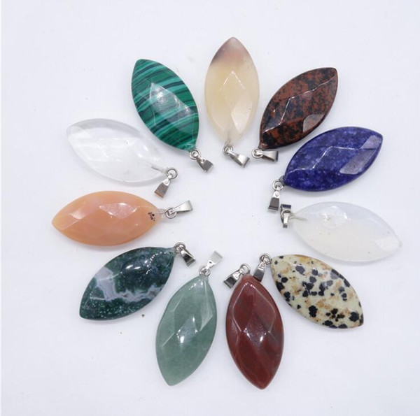 Various Colors Leaf Natural Stone Pendant Opal Pink Crystal Druzy Necklace For Women Jewelry Gold Metal