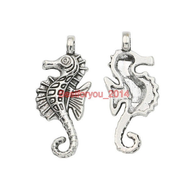 Tibetan Silver Plated Hippocampus Sea Horse Charm Pendant Jewelry Making Bracelet Findings Accessories Craft DIY Handmade 29x12mm