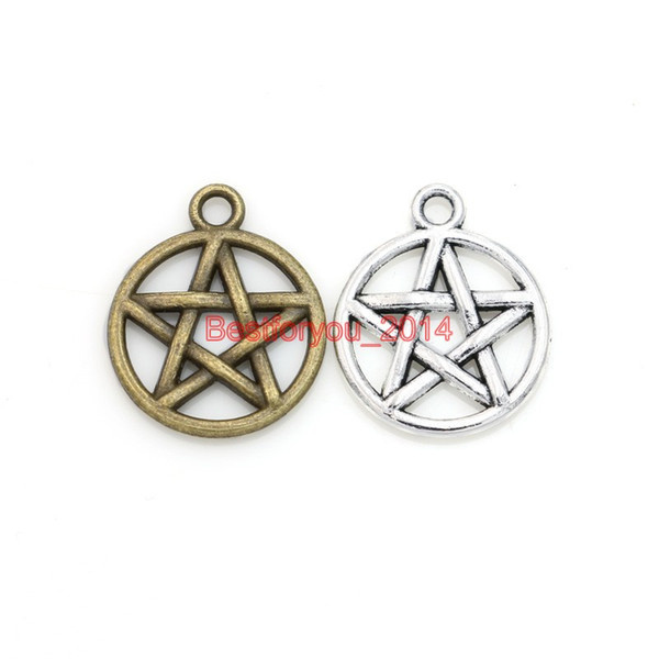 Tibetan Silver Plated Star Pentacle Charm Pendants for Jewelry Making Findings DIY Accessories Craft Handmade 20x17mm