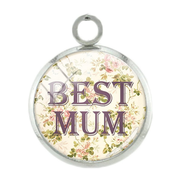 TAFREE Best Mum Pendants Charms Hot Fashion Mother's Day Gifts Glass Cabochon Dome Art Picture Silver Color Handcrafted Jewelry MM27