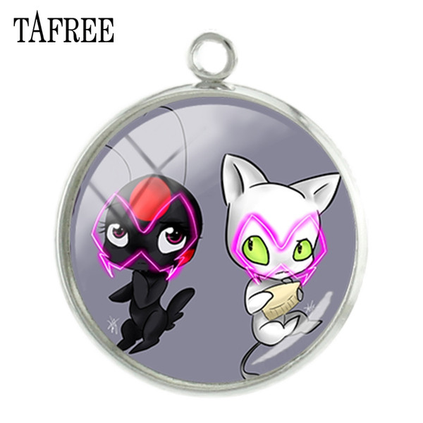 TAFREE Cartoon Chat Noir Art Picture Pendants Charms Special 20mm Glass cabochon Dome Fashion DIY handmade gift Jewelry LB155