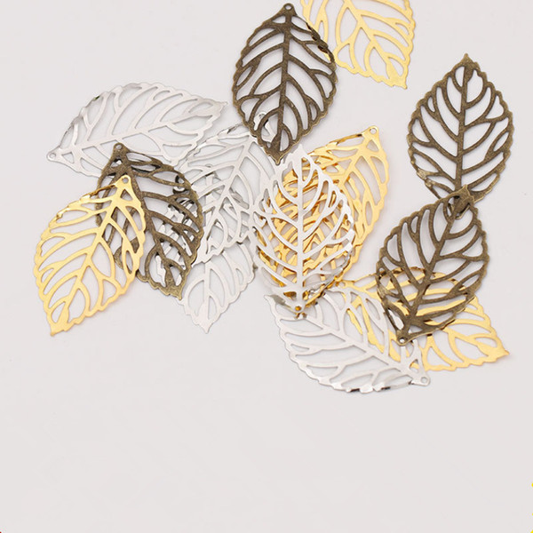 Jewelry Findings Components Vintage Alloy Hollow Out Leaves Charms For Earrings Necklaces Hair Wear Wholesale 3 Size DIY Accessories LP001