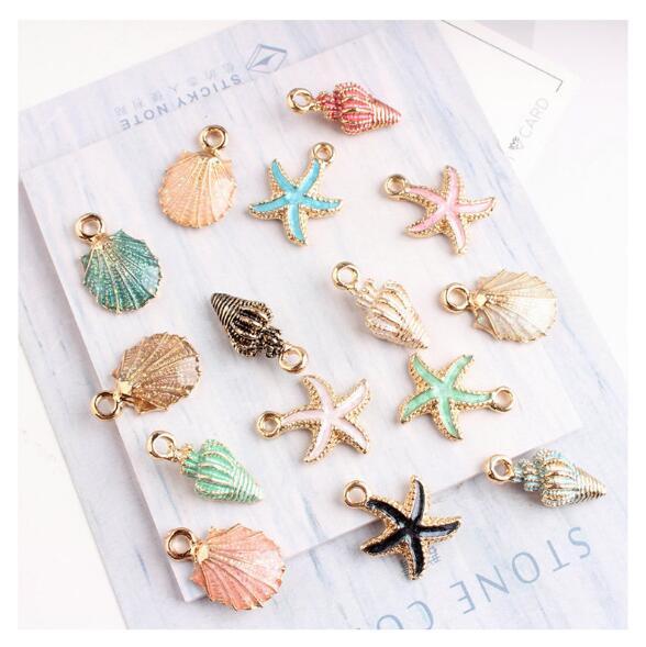 Hot Sale New 100 pcs New version of pearly shell Alloy Charms DIY Pendant Jewelry Making Decoration