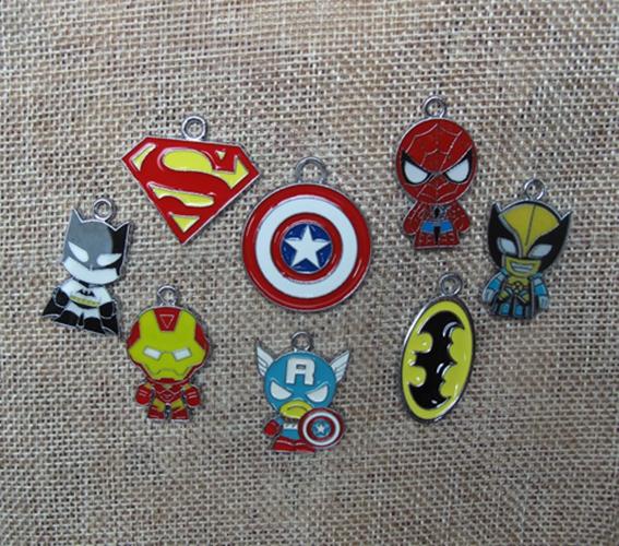 Mixed New 50 pcs Avengers Captain America Enamel Metal Charms Jewelry Making Pendants Charms K32