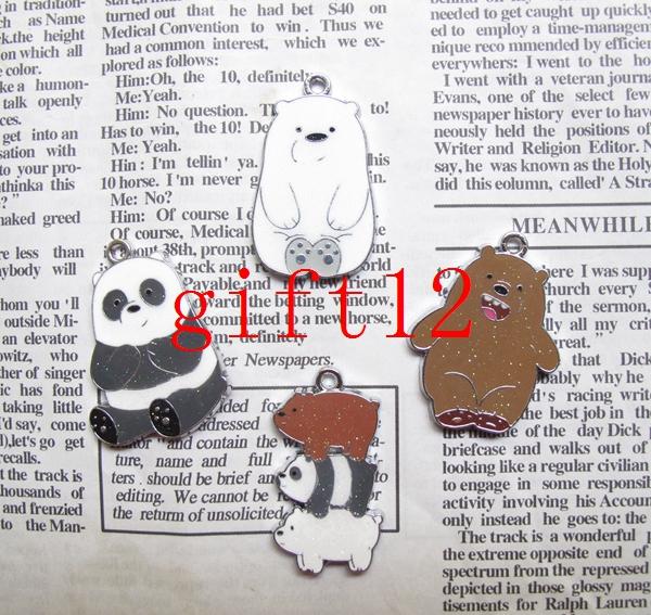 Mixed New 50 pcs Grizzly panda Ice Bear Enamel Metal Charms Jewelry Making Pendants Charms A8