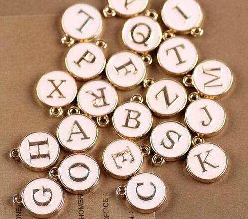 1set 26pcs/Set circular letter color love heart Enamel Metal Charms Jewelry Making Pendants Charms K61