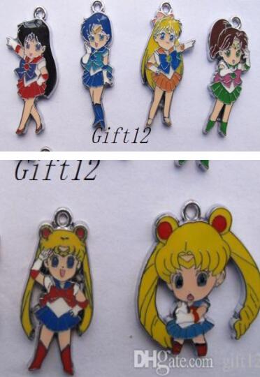 Mixed New 50 pcs Japanese anime Sailor Moon Enamel Metal Charms Jewelry Making Pendants Charms AT79