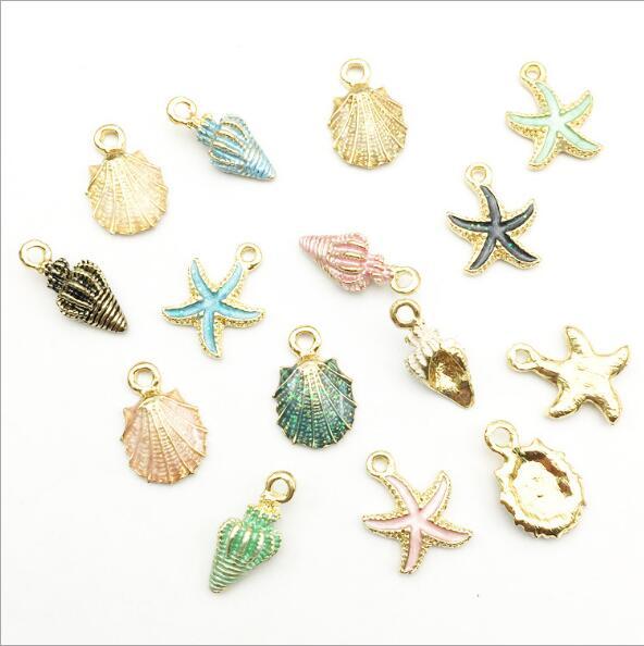 Mixed New 50 pcs Wholesale Pearl shell sea star Charms DIY Pendants Jewelry Making Party Gifts Toy