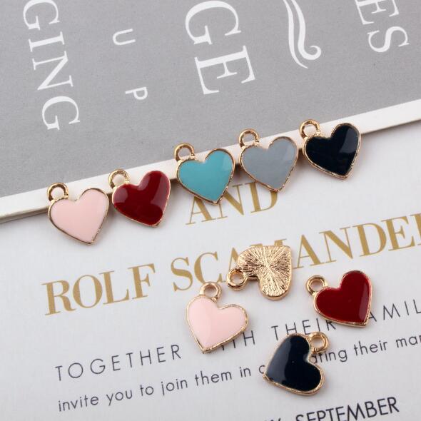 Hot Sale New 100 pcs mix Irregular rings multicolor love Alloy Charms DIY Pendant Jewelry Making Decoration Q-09
