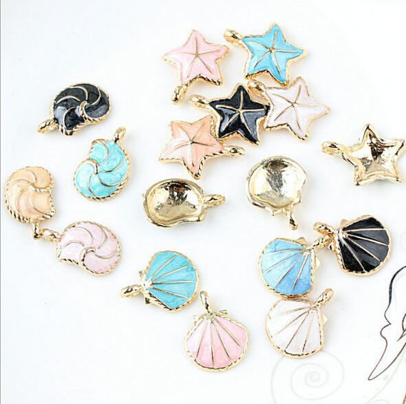 Hot Sale New 100 pcs Conch shells and starfish Alloy Charms DIY Pendant Jewelry Making Decoration