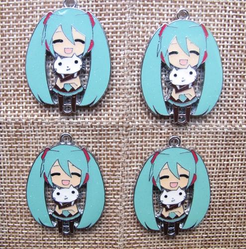 New 50 pcs Japan Anime Hatsune Miku Enamel Metal Charms Jewelry Making Pendants Charms K4