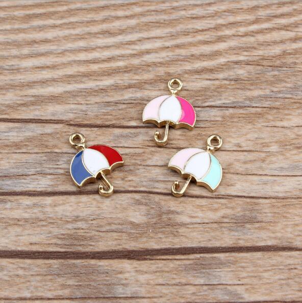 Hot Sale New 100 pcs mix Navy tricolor umbrella Alloy Charms DIY Pendant Jewelry Making Decoration