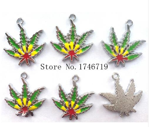 New 50 pcs Maple Leaf Enamel Metal Charms Jewelry Making Pendants Charms K20