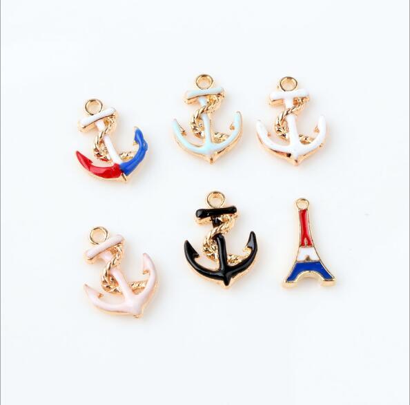 Hot Sale New 100 pcs mix Navy wind boat anchor tower Alloy Charms DIY Pendant Jewelry Making Decoration