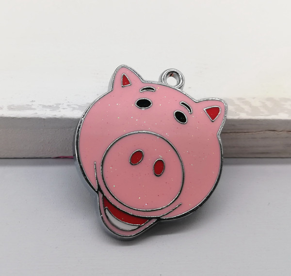 New 50 pcs Cartoon pig Enamel Metal Charms Jewelry Making Pendants Charms