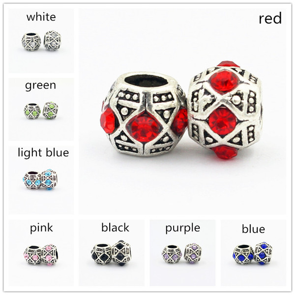 Siler Plated Flower with Crystal Bead Charm European Beads Fit Women Pandora European Bracelet & Bangle DIY jewelry