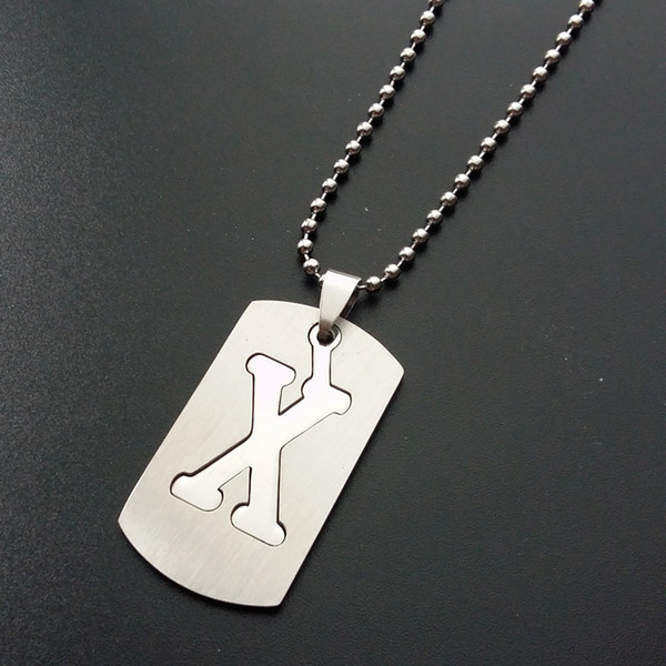 Free Shipping Men's Necklace Pendant Necklace Titanium Stainless Steel Children Sweater Chain 26 Letters SN0010