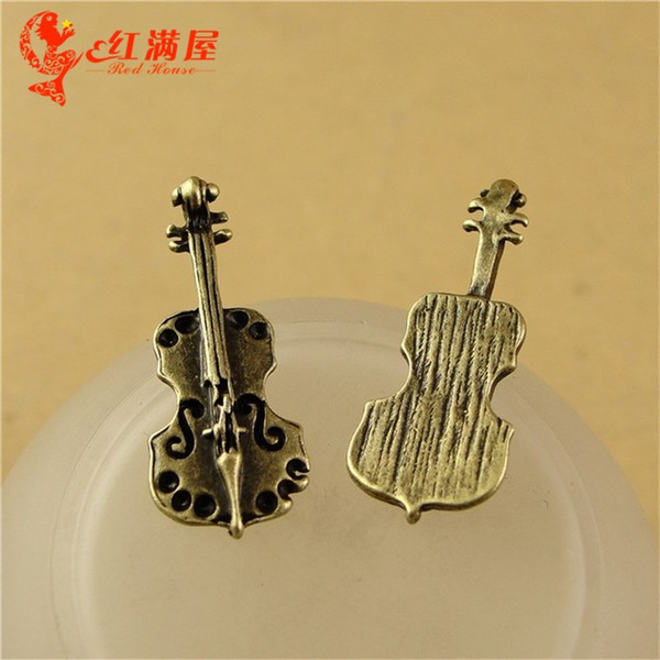 11*28MM Antique Bronze Vintage guitar charm pendant beads parts manual, DIY accessories materials musical instrument music charm